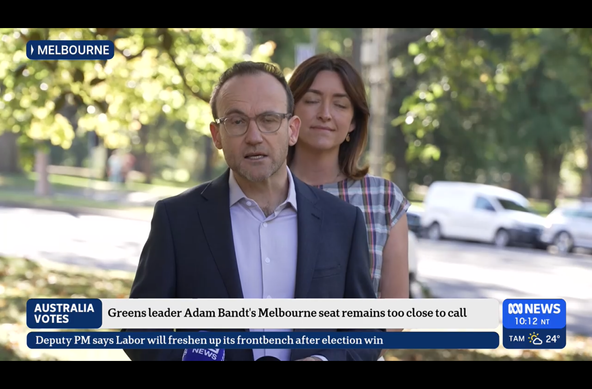 Adam Bandt speaking just now on the ABC