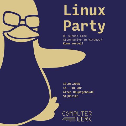Sharepic zur Veranstaltung mit süßem Pinguin mit Sonnebrille