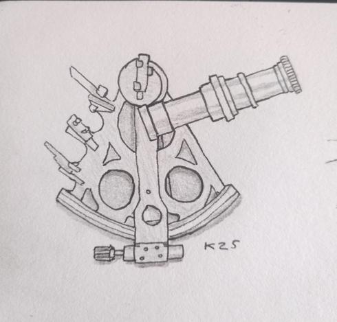 A not very accurate drawing of a sextant
