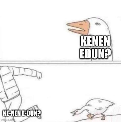 Hanhi-meemi:
Kenen edun?
Ke-nen e-dun?