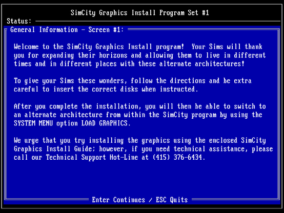 SimCity Graphics Install Program Set #1, General Information