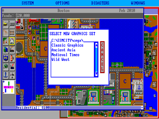 SimCity E1.10, Select New Graphics Set