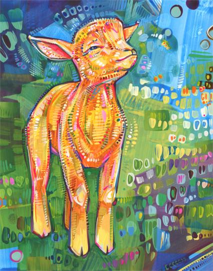 painting of a smiling goat kid