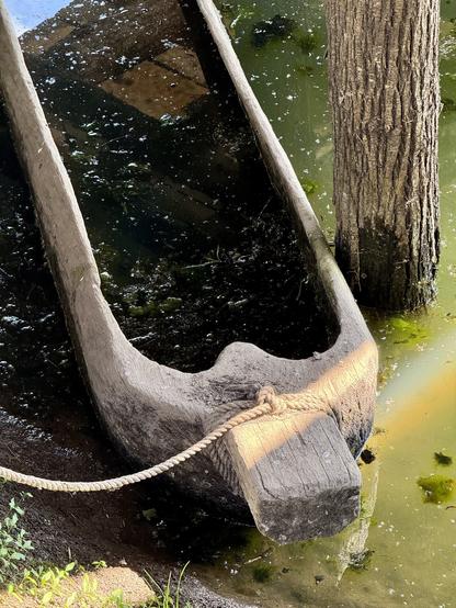 Dugout boat, carved over 6 months based o n example recovered from peat bog.