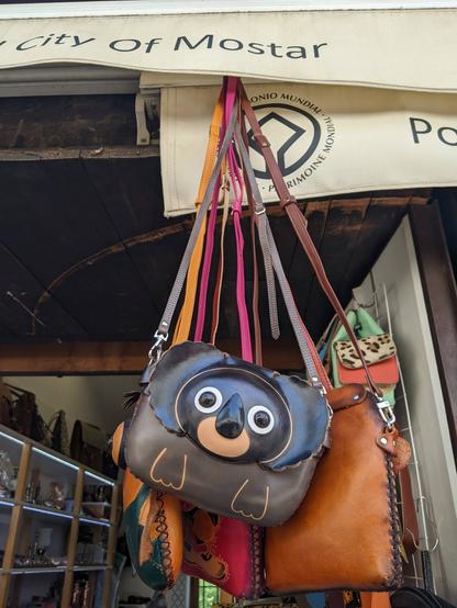 leather bag shaped like a koala