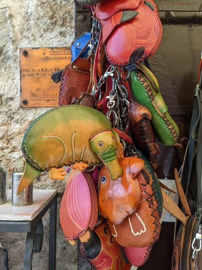 leather bag shaped like a platypus