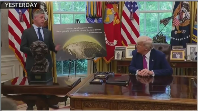 Presentation of the "Golden Dome" that doesn't cover Alaska or Hawaii.