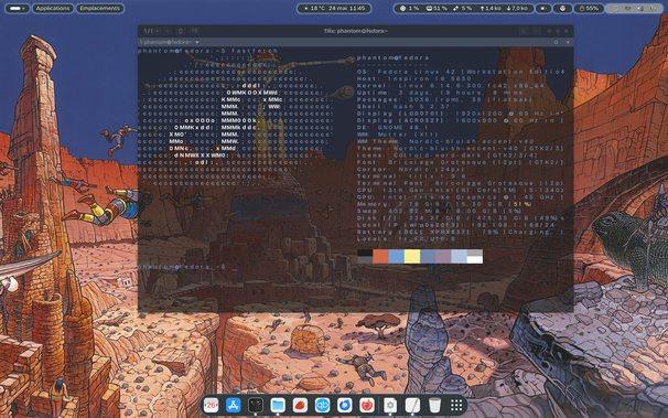 #UnixPorn #DailyDesktop #ShareYpurDesktop #Fedora 42 #Gnome #Linux #gnu #Mœbius #FastFetch