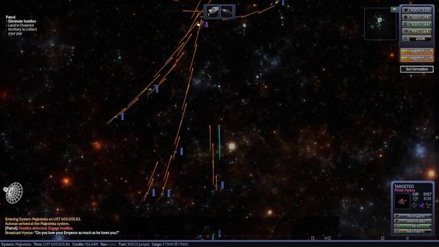 🕶️ A 2D view of the game showing its interface and several ships battling in space near a wormhole in the background.

📚️ Naev is a libre, multi-platform, 2D, single-player, real-time space combat and trading game, notably inspired by Escape Velocity, featuring fast-paced combat, numerous ships, a wide variety of equipment, and vast galaxies to explore, with content (scenarios, equipment, ships, and galaxy) expanding with each release. Other strengths include the freedom of action and the special attention given to the accuracy and realism of the simulation.