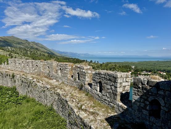 Venetian fortifications in foreground; lake in distance