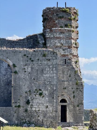 Remains of church/ mosque with banded base of minaret