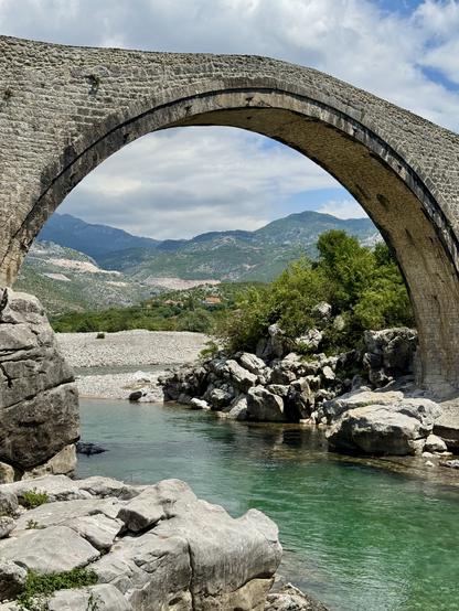 Central arch of a 13-arches Ottoman bridges across river