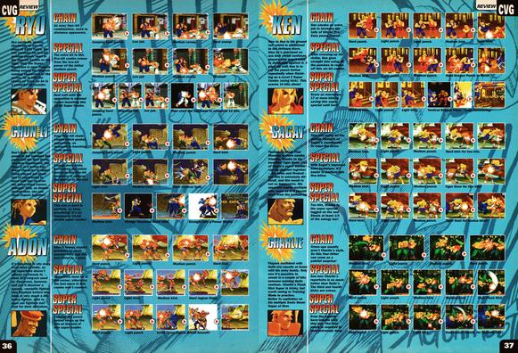 Big review for the incredible Street Fighter Alpha on PSone as well as Sega Saturn.
Taken from CVG 173 - April 1996 (UK)

score: 96%