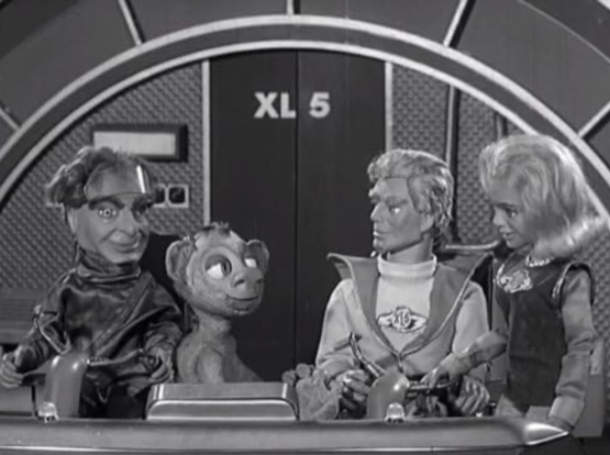 Puppet crew in the cockpit of the Fireball XL5 spaceship