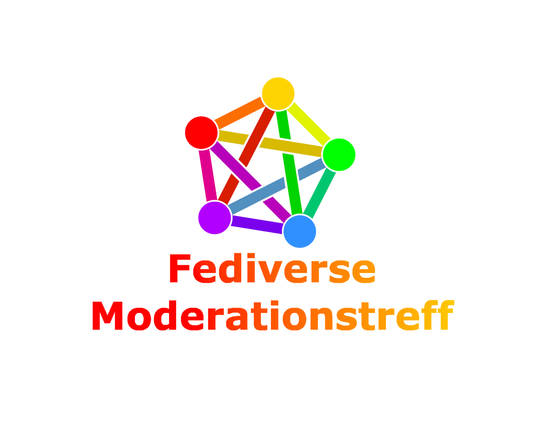 Logo FediverseModerationsTreff mit buntem Fedi-Knoten-Netzwerk