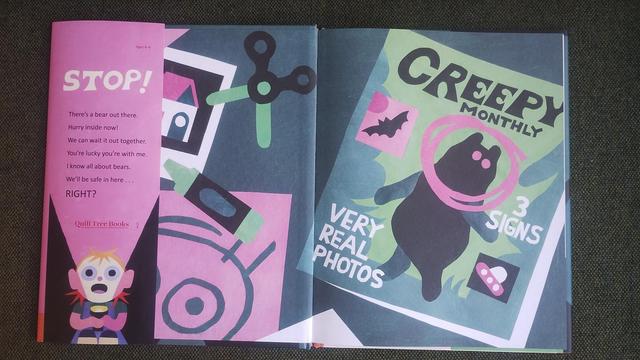 Opening The Bear Out There to show the illustrated endpapers