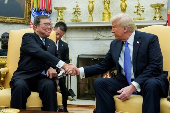 FILE PHOTO: U.S. President Donald Trump meets with Japan