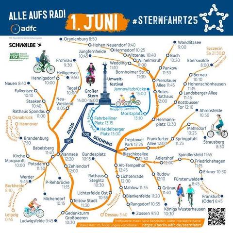 Routenkarte für die Sternfahrt Berlin