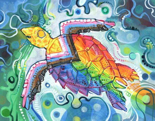 progress pride flag sea turtle