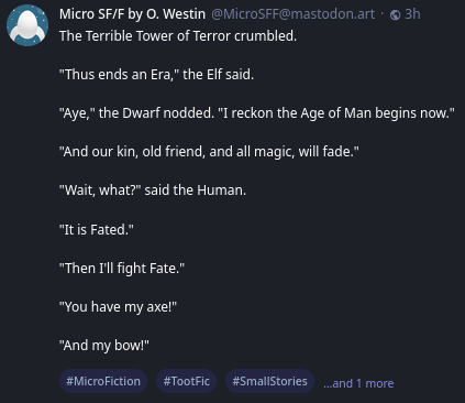 A screenshot of the previous tweet with the noted hashtags
