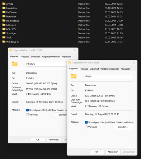 Comparing my MS-DOS and Amiga collections.
MS-DOS: 560GB, Amiga: 52.9GB