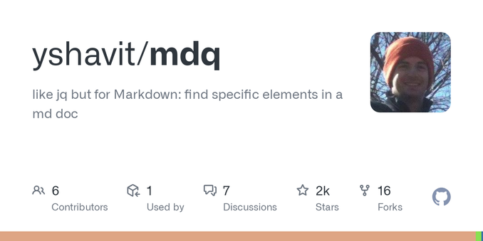 like jq but for Markdown: find specific elements in a md doc - yshavit/mdq