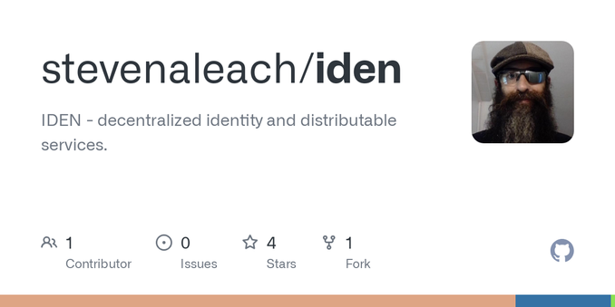 IDEN - decentralized identity and distributable services. - stevenaleach/iden