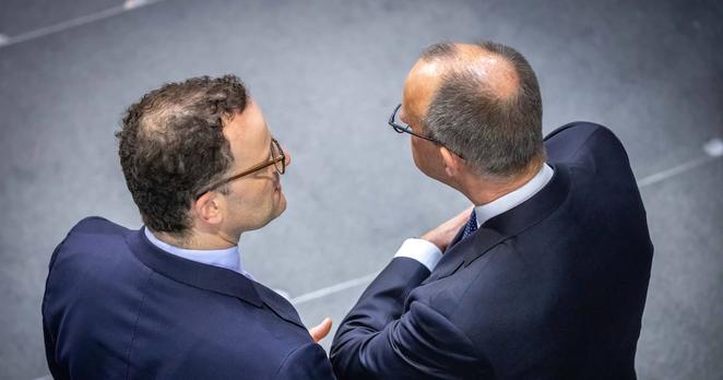 Friedrich Merz, Parteivorsitzender der CDU, und Jens Spahn, Abgeordneter CDU/CSU-Fraktion und womöglich bald auch Fraktionsvorsitzender.
