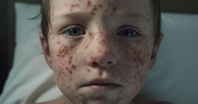 young boy in bed with chicken pox