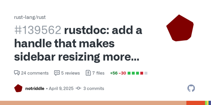 This aims to make the resizable sidebars more obvious
Preview: https://notriddle.com/rustdoc-html-demo-12/sidebar-resize-handle/std/index.html



This change is based on some discussion on lolbinar...