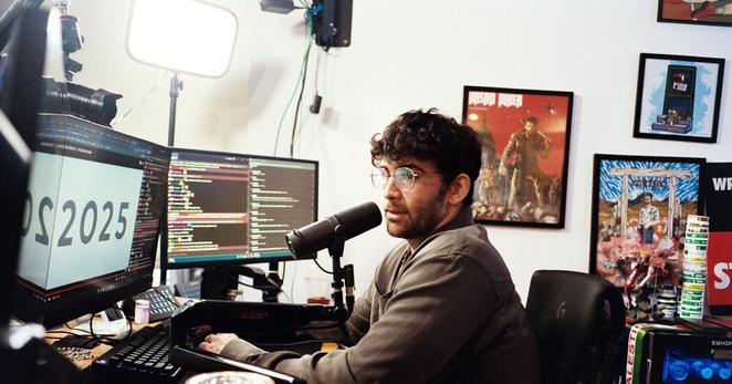 Hasan Piker in his studio in West Hollywood earlier this year.