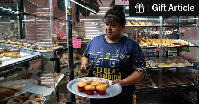 Jessica Castro selected treats from a case at Abby’s Bakery in Los Fresnos, Texas. “They need us,” she said of the business.