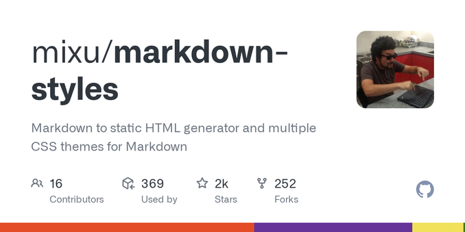 Markdown to static HTML generator and multiple CSS themes for Markdown - mixu/markdown-styles