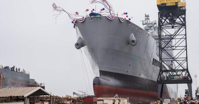 The U.S.N.S. Harvey Milk during its launching ceremony in San Diego in 2021.