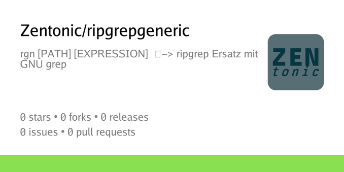 Summary card of repository Zentonic/ripgrepgeneric