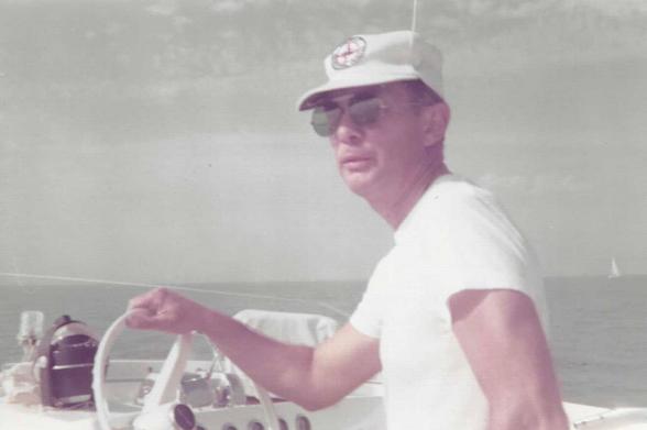 A photo of the author’s father steering his boat, CHARA