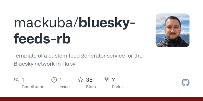 Template of a custom feed generator service for the Bluesky network in Ruby - mackuba/bluesky-feeds-rb