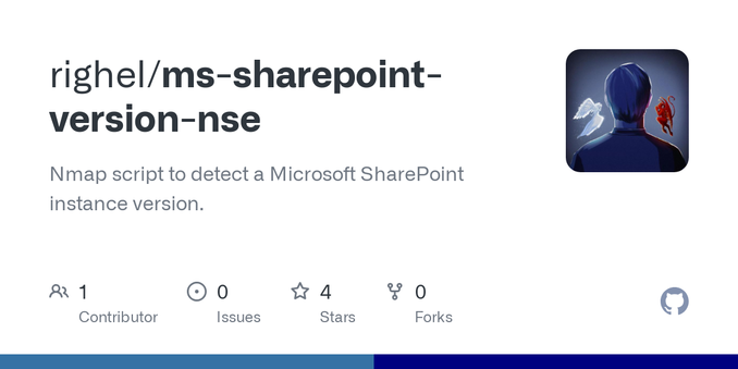 Nmap script to detect a Microsoft SharePoint instance version.  - GitHub - righel/ms-sharepoint-version-nse: Nmap script to detect a Microsoft SharePoint instance version.