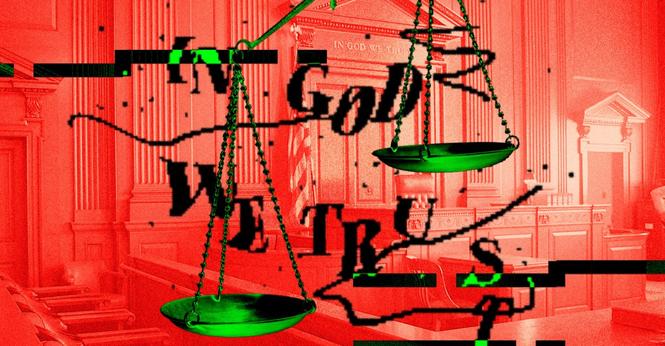 An illustration representing AI being used in legal fields.