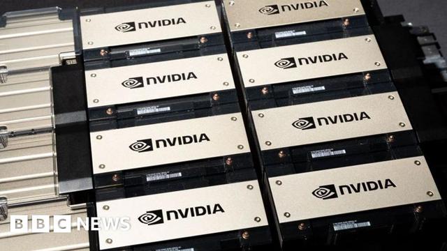 A Nvidia HGX H100 server arranged at the company's headquarters in Santa Clara, California, US.