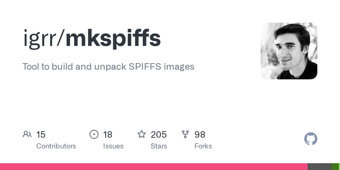 Tool to build and unpack SPIFFS images. Contribute to igrr/mkspiffs development by creating an account on GitHub.
