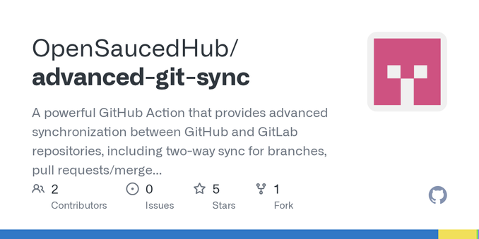 A powerful GitHub Action that provides advanced synchronization between GitHub and GitLab repositories, including two-way sync for branches, pull requests/merge requests, and issues. - OpenSaucedHu...
