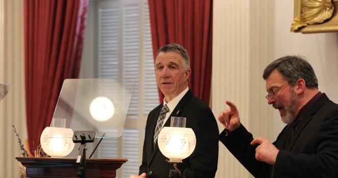 Gov. Phil Scott gives his budget address on Jan. 23, 2024.