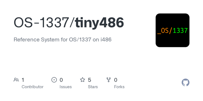 Reference System for OS/1337 on i486. Contribute to OS-1337/tiny486 development by creating an account on GitHub. Reference System for OS/1337 on i486. Contribute to OS-1337/tiny486 development by creating an account on GitHub.