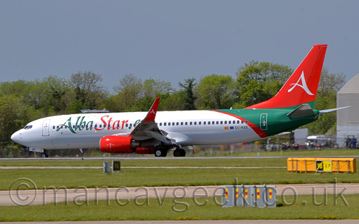Albastar Boeing 737 at Manchester Airport, 2019