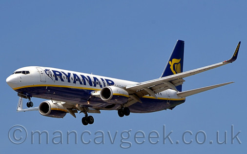 Ryanair Boeing 737 at Manchester Airport, 2019