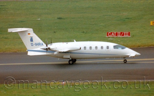 Piaggio P180 Avanti at Dusseldorf Airport, 1993 or 1996.