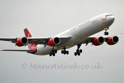 Virgin Atlantic A340 at Heathrow Airport, 2014.