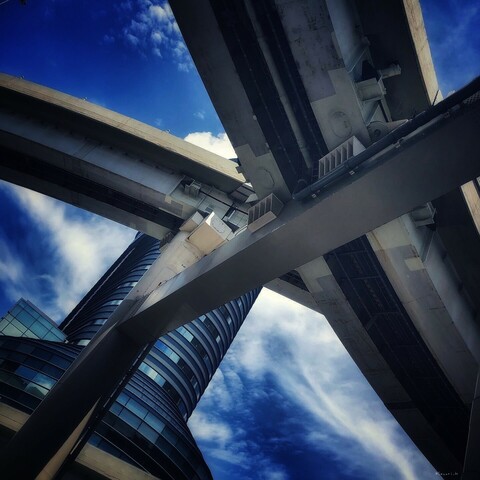 Looking up the junction of highway in the sky