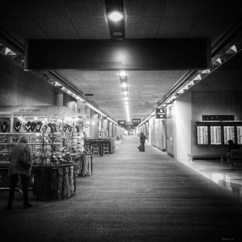 Quiet terminals of the airport in early morning 